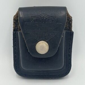 Harley Davidson Motor Cycles Vintage Leather Lighter Zippo Holder Case USA